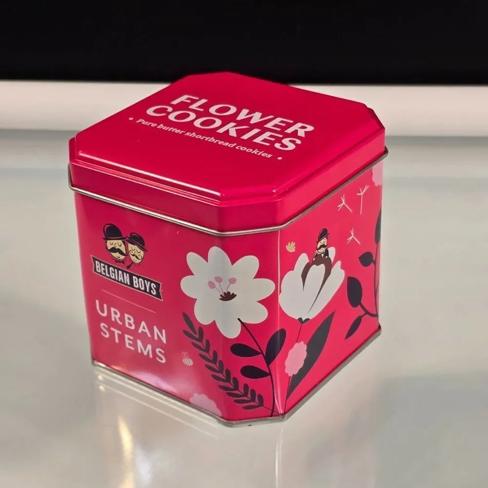 Belgian Boys Empty Tin Flower Cookies Box